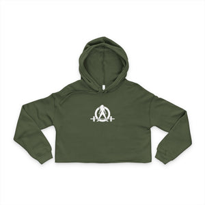 Stylish Women's Cropped Hoodie - White Classic Logo