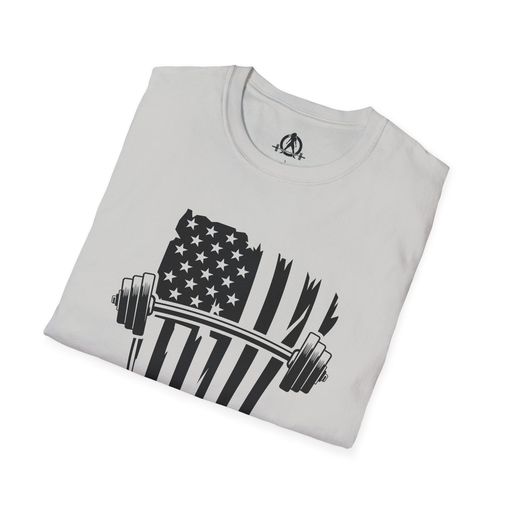 USA Barbell  - Unisex Softstyle T-Shirt - Black Logo - Plain Back