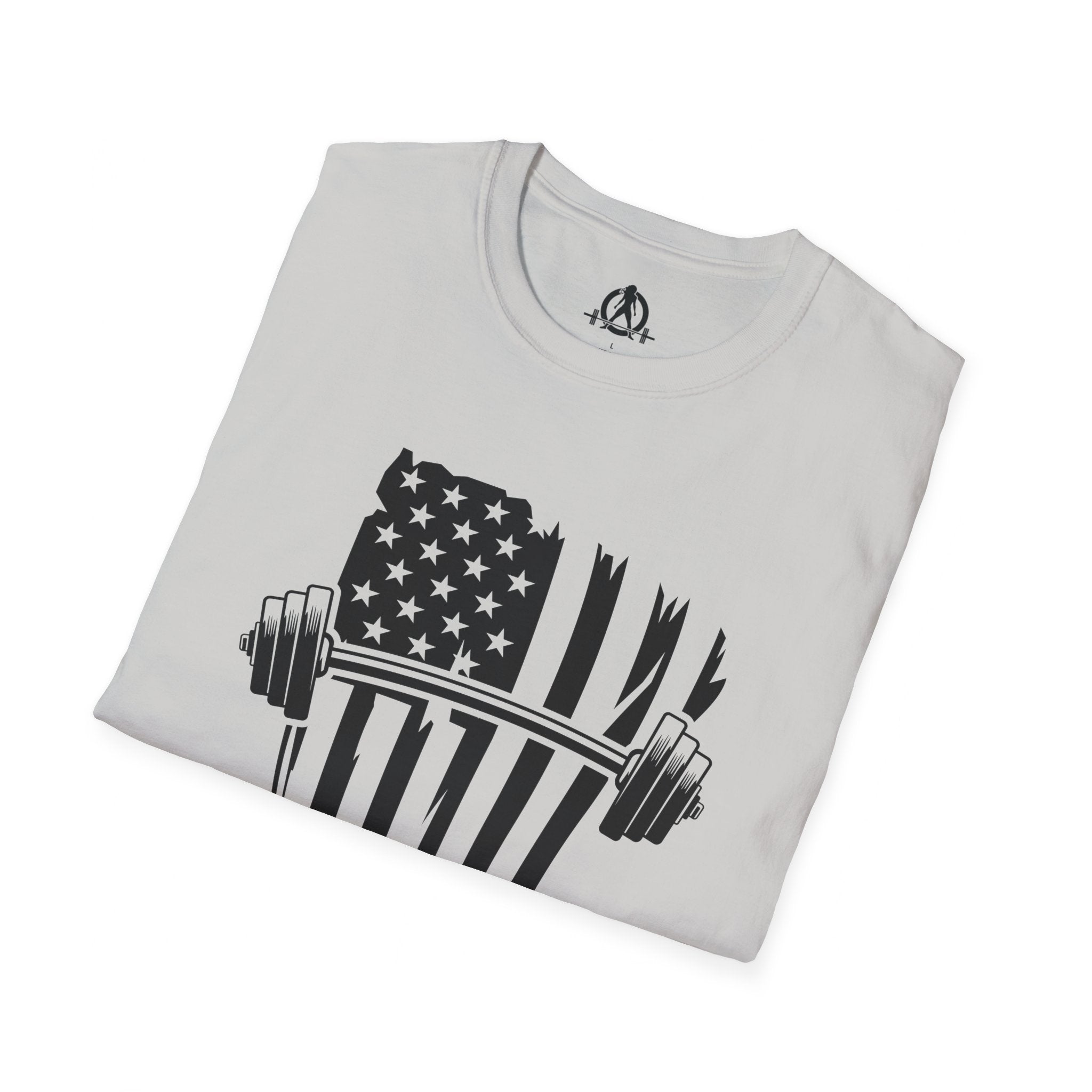 USA Barbell  - Unisex Softstyle T-Shirt - Black Logo - Plain Back