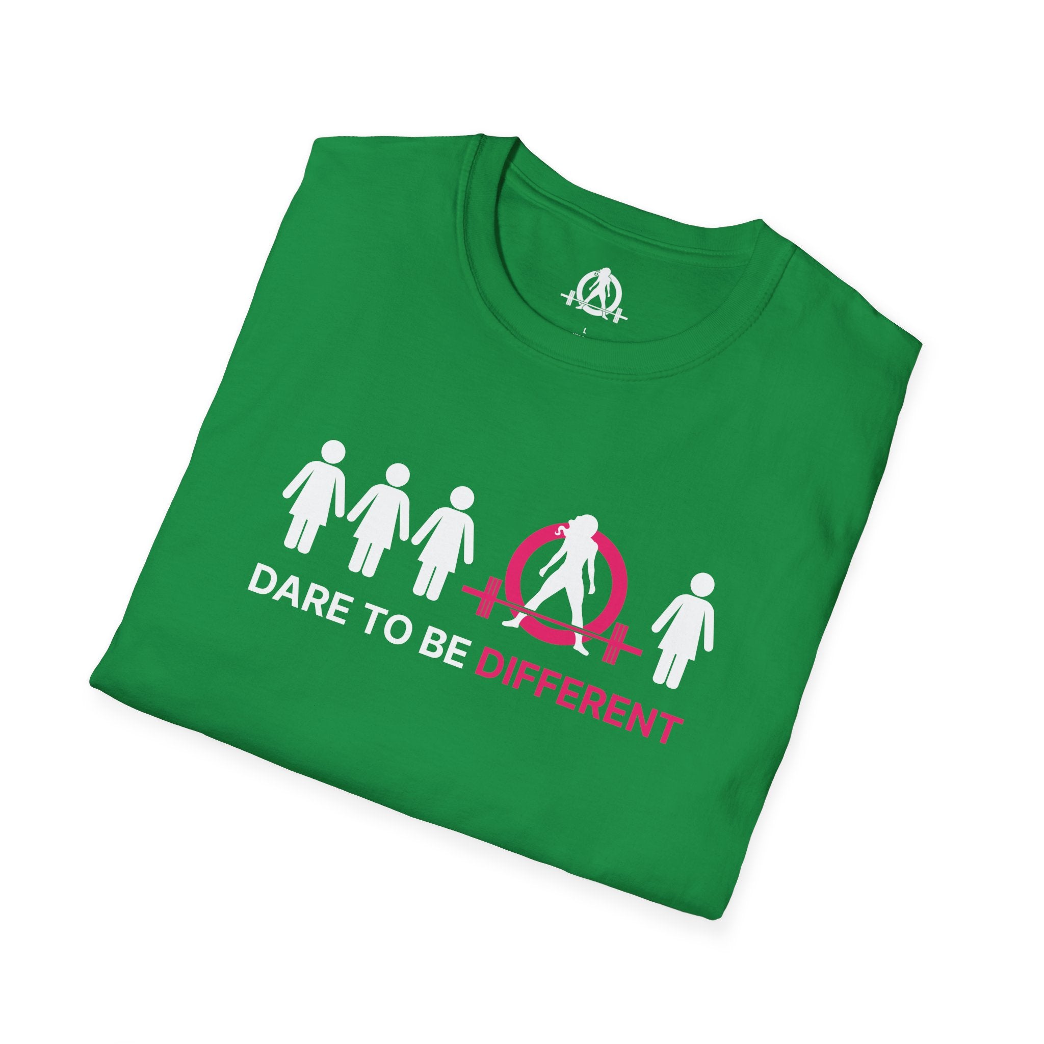 Dare To Be Different - Deadlift - Unisex Softstyle T-Shirt - White Logo Front