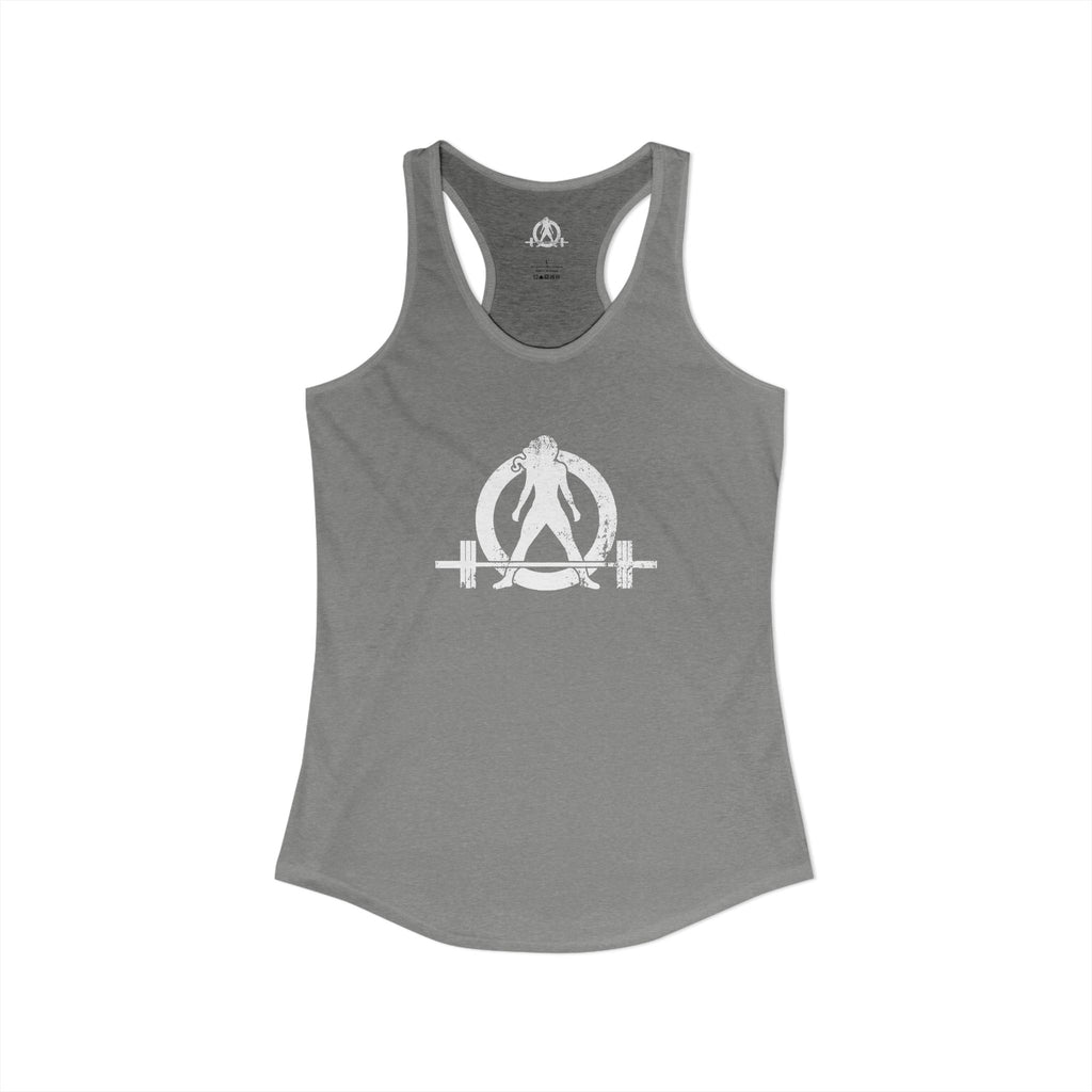 I Could Deadlift You - Women's Ideal Racerback Tank - White Logo - Front & Back Print
