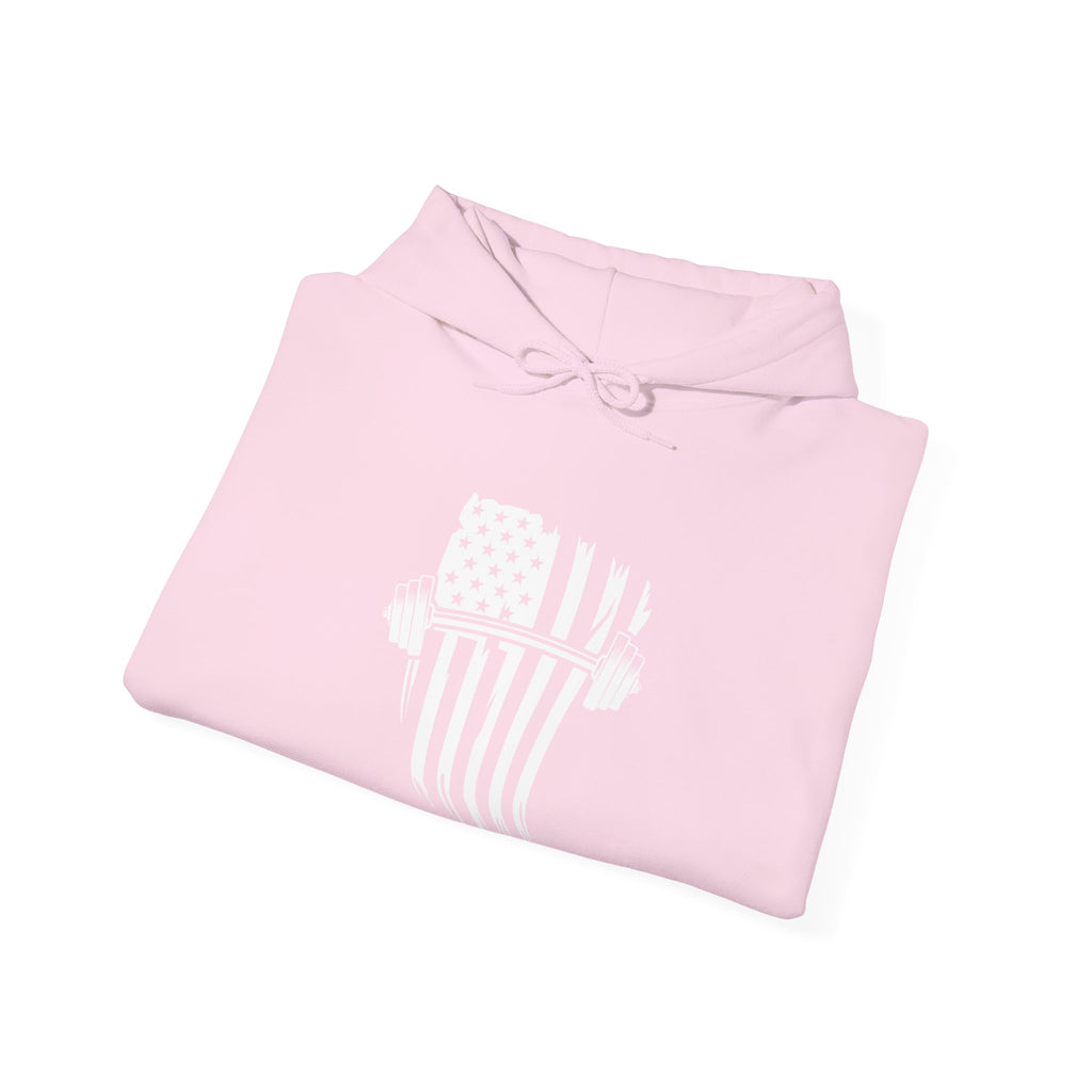 USA Barbell - Unisex Heavy Blend Hooded Sweatshirt  - Front White Logo