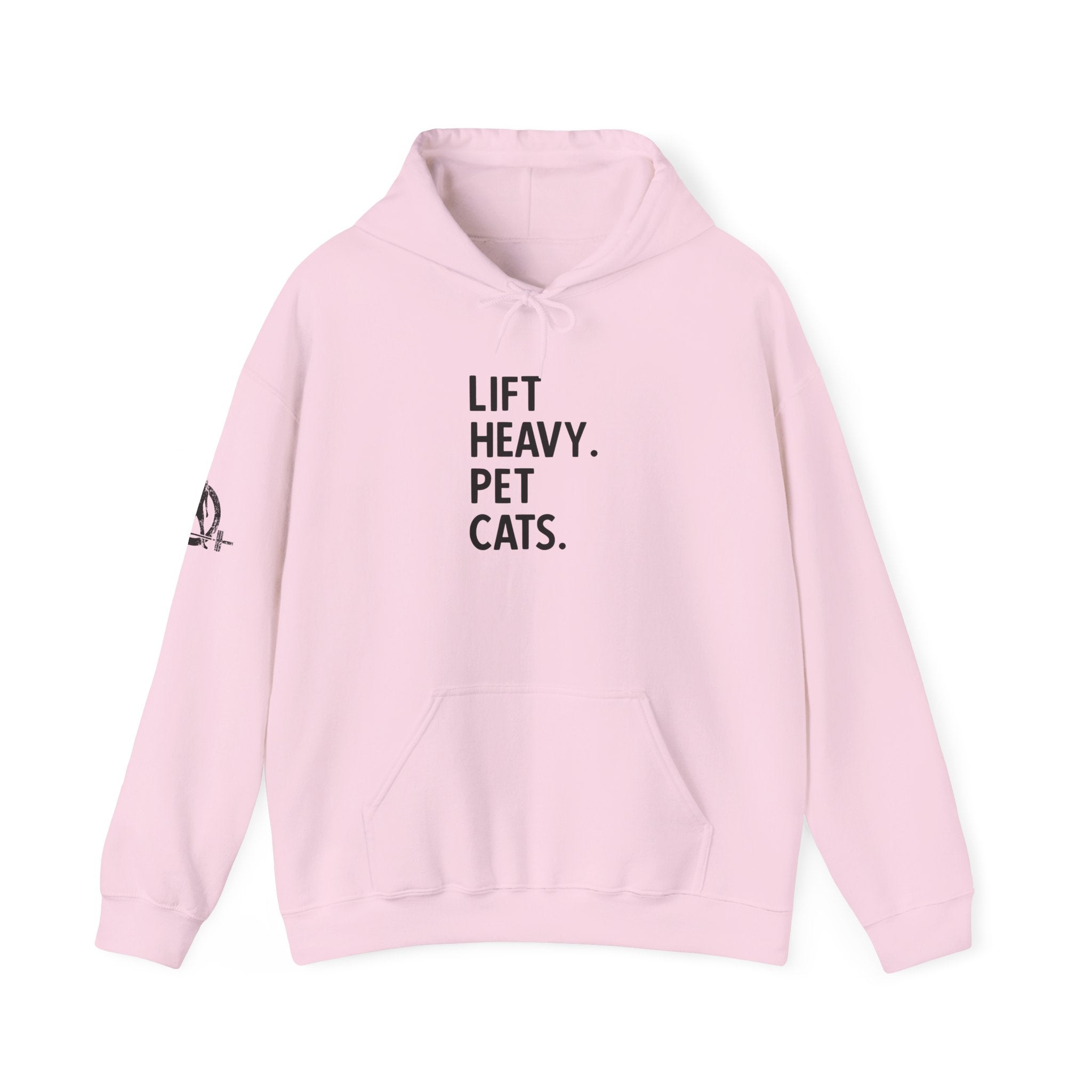 Lift Heavy Pet Cats – Unisex Heavy Blend™ Hooded Sweatshirt (Black Logo) 🏋️‍♂️🐱