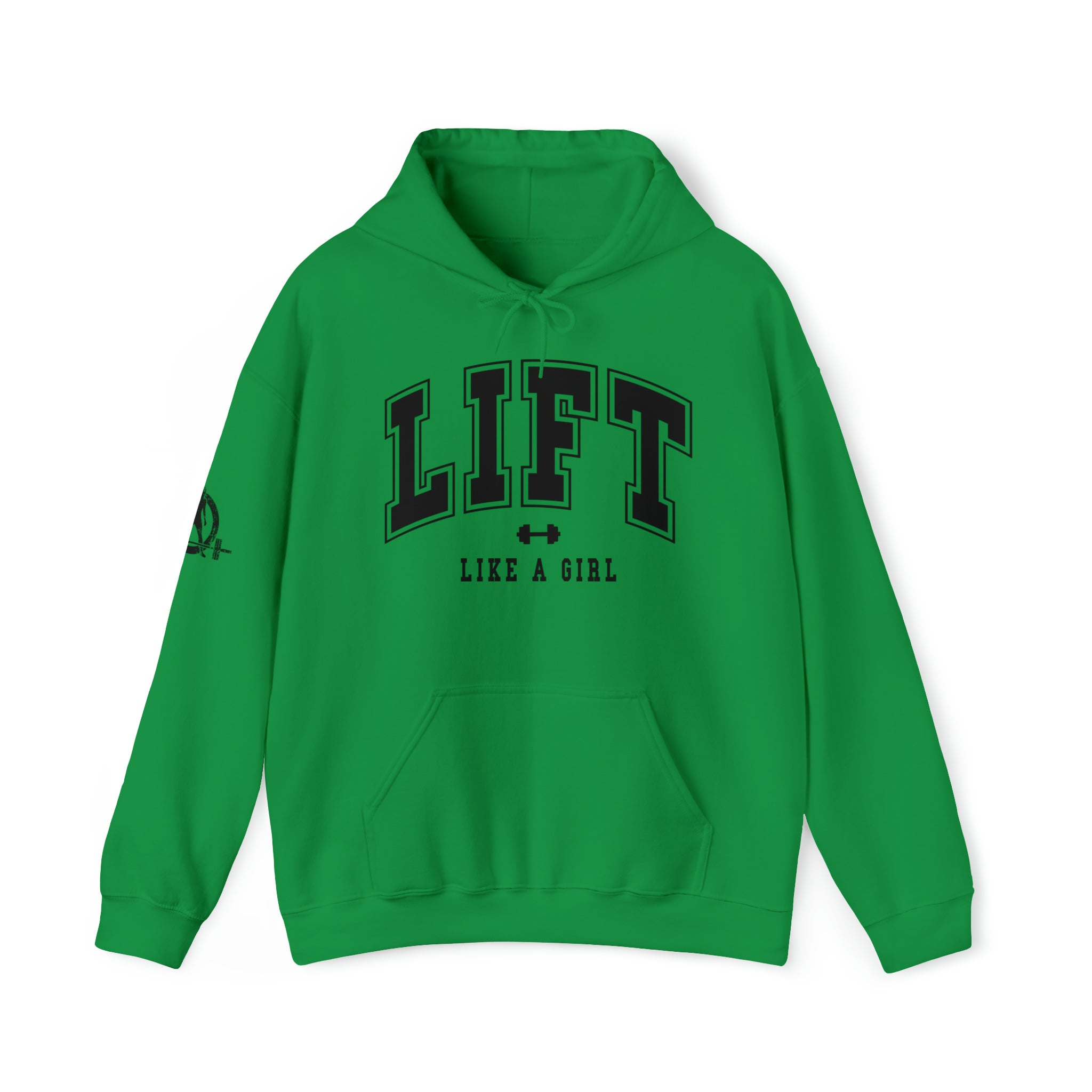 Lift Like.A Girl - Unisex Heavy Blend Hooded Sweatshirt - Black Logo on Front & Right Sleeve