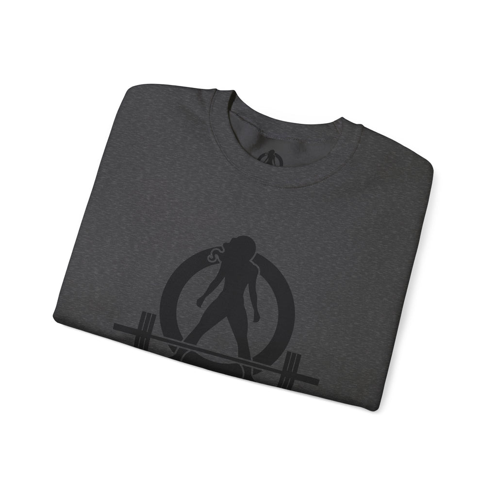 Lift Heavy Run Fast - Unisex Heavy Blend™ Crewneck Sweatshirt - Black Logo Front & Back