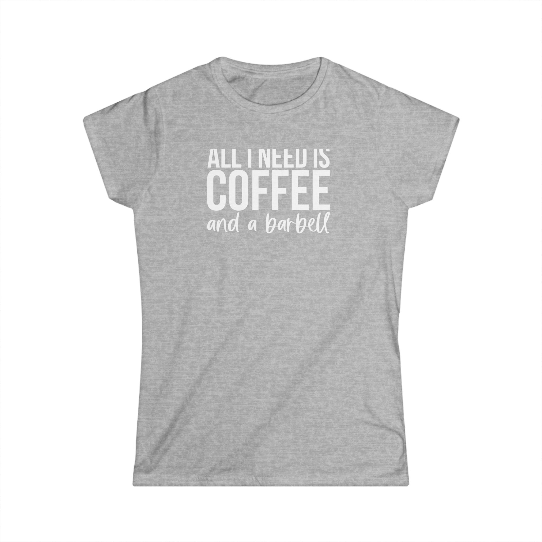 Coffee & A Barbell - Women's Softstyle Tee - Front Logo & Color Back