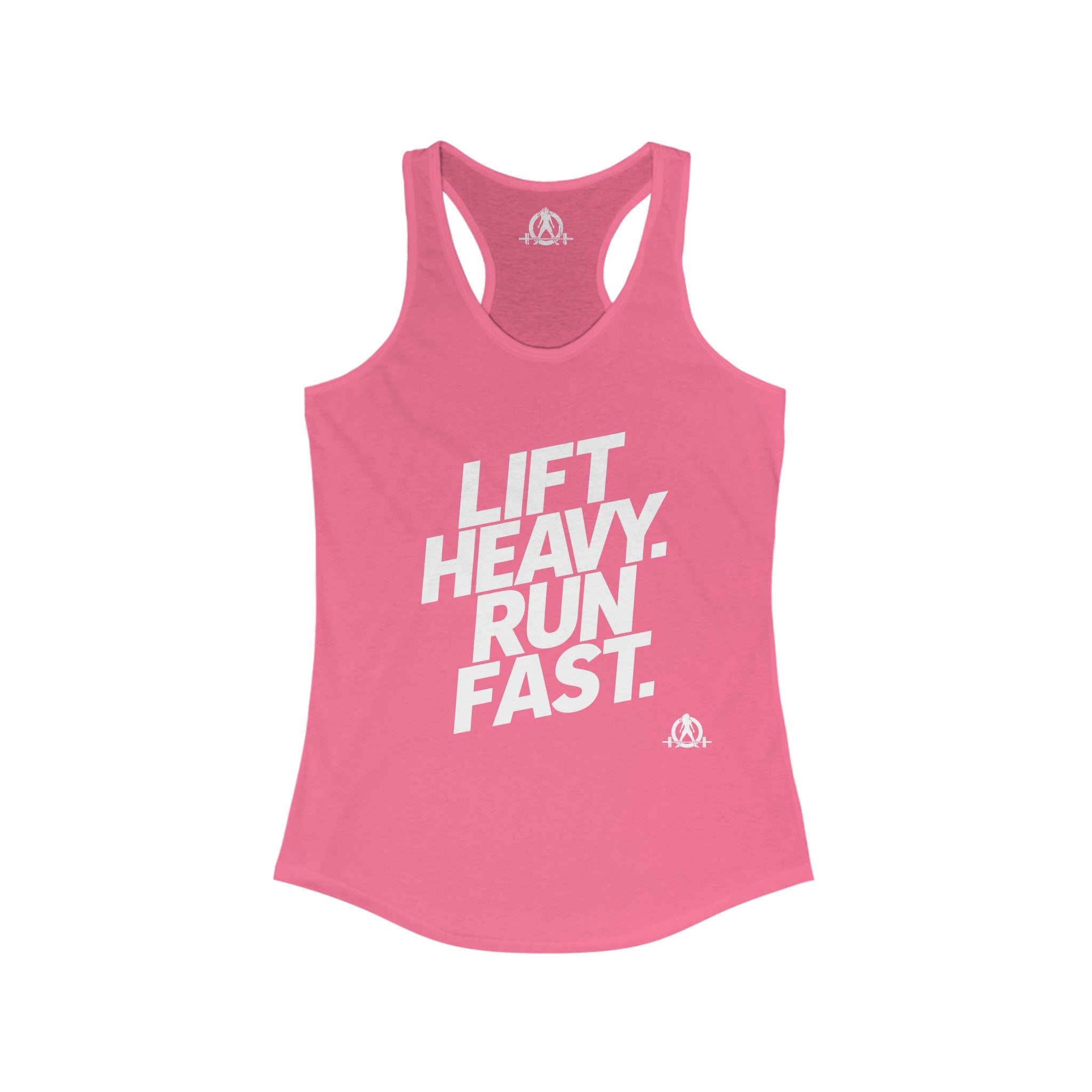 Lift Heavy - Run Fast - Racer Back Tank Top - Women's Ideal Racerback Tank (White Lettering)