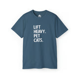 Lift Heavy Pet Cats - Unisex Ultra Cotton Tee - White Logo