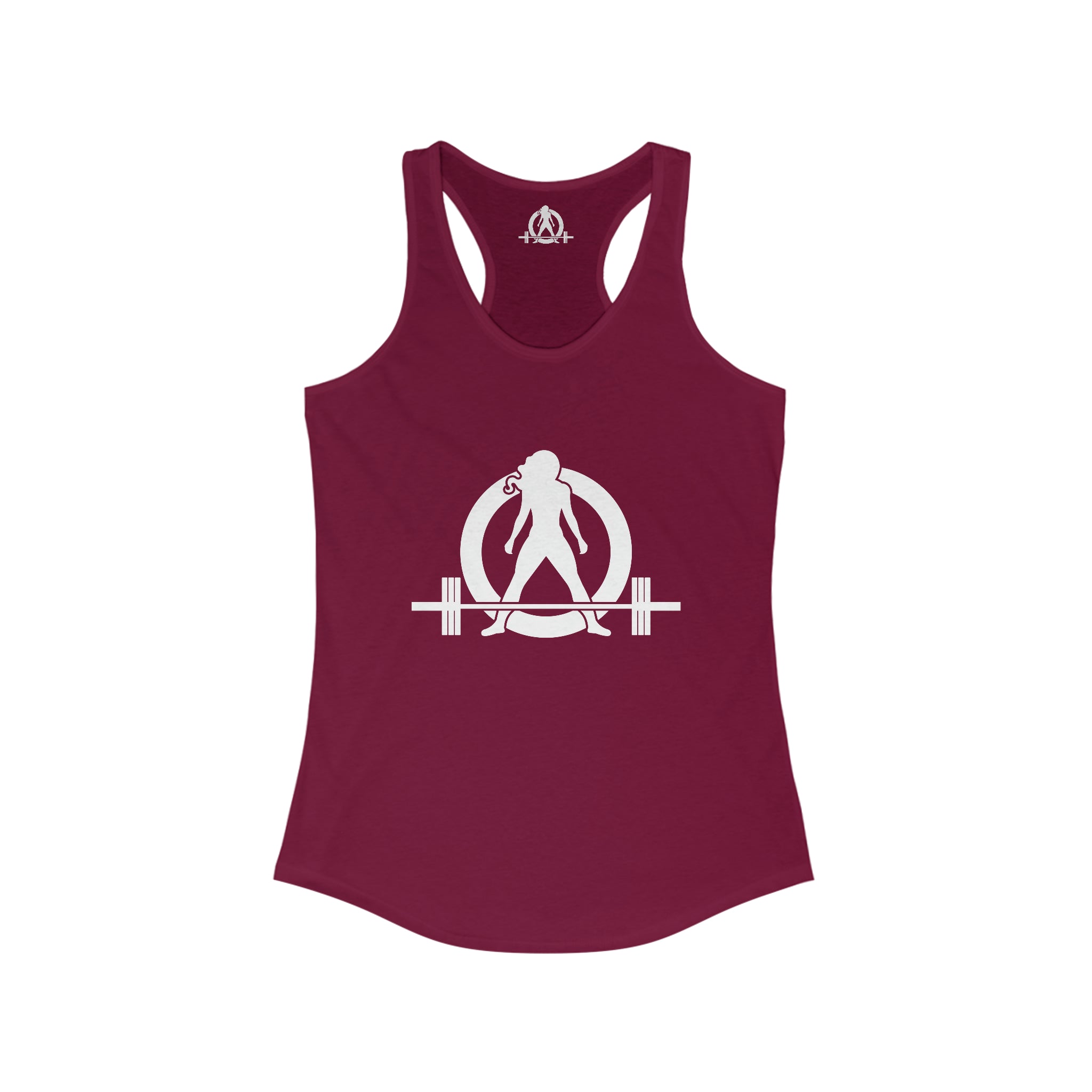 Cardio = Lift Weights Faster - Classic White Logo - Ideal Racerback Tank - Print on Front & Back
