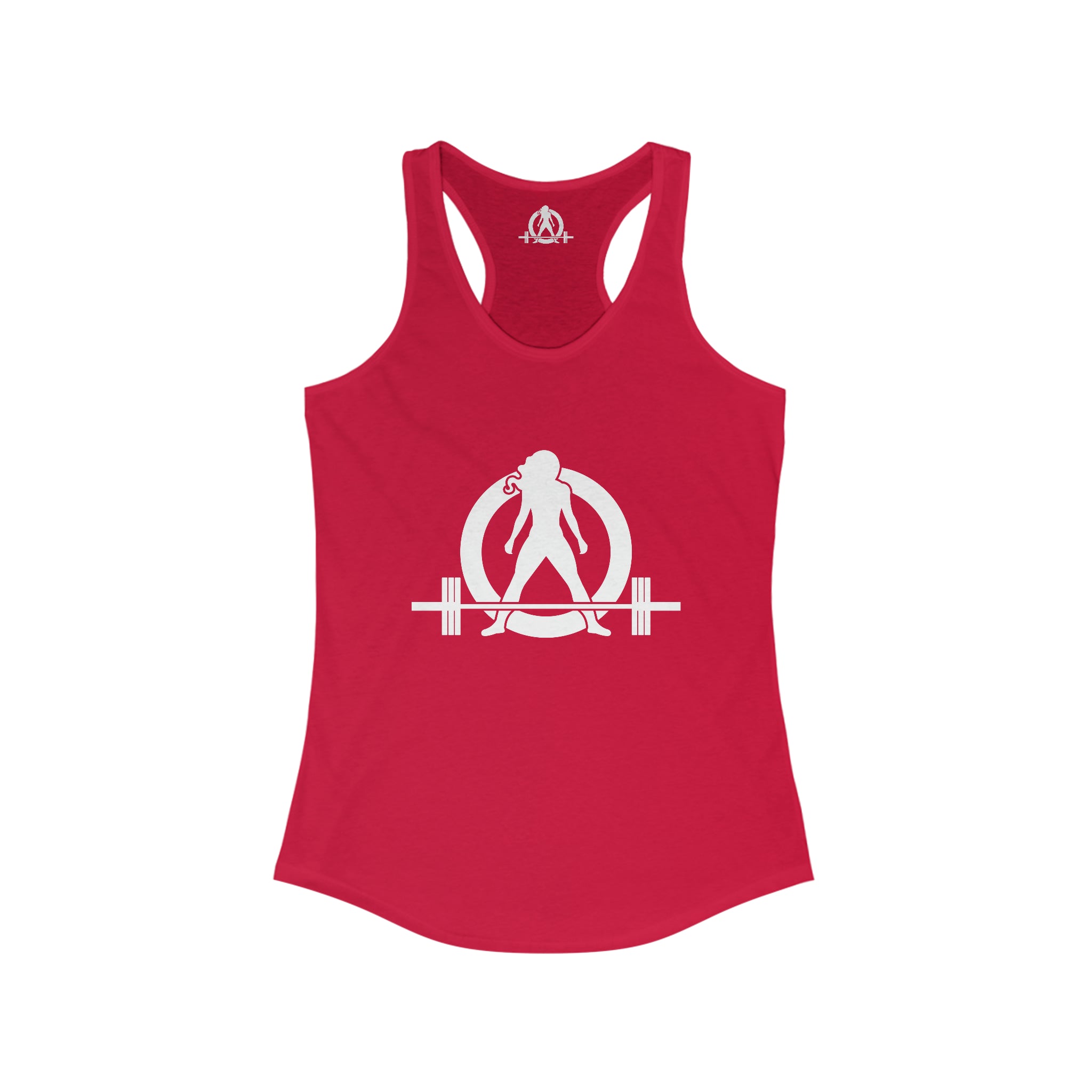 Cardio = Lift Weights Faster - Classic White Logo - Ideal Racerback Tank - Print on Front & Back