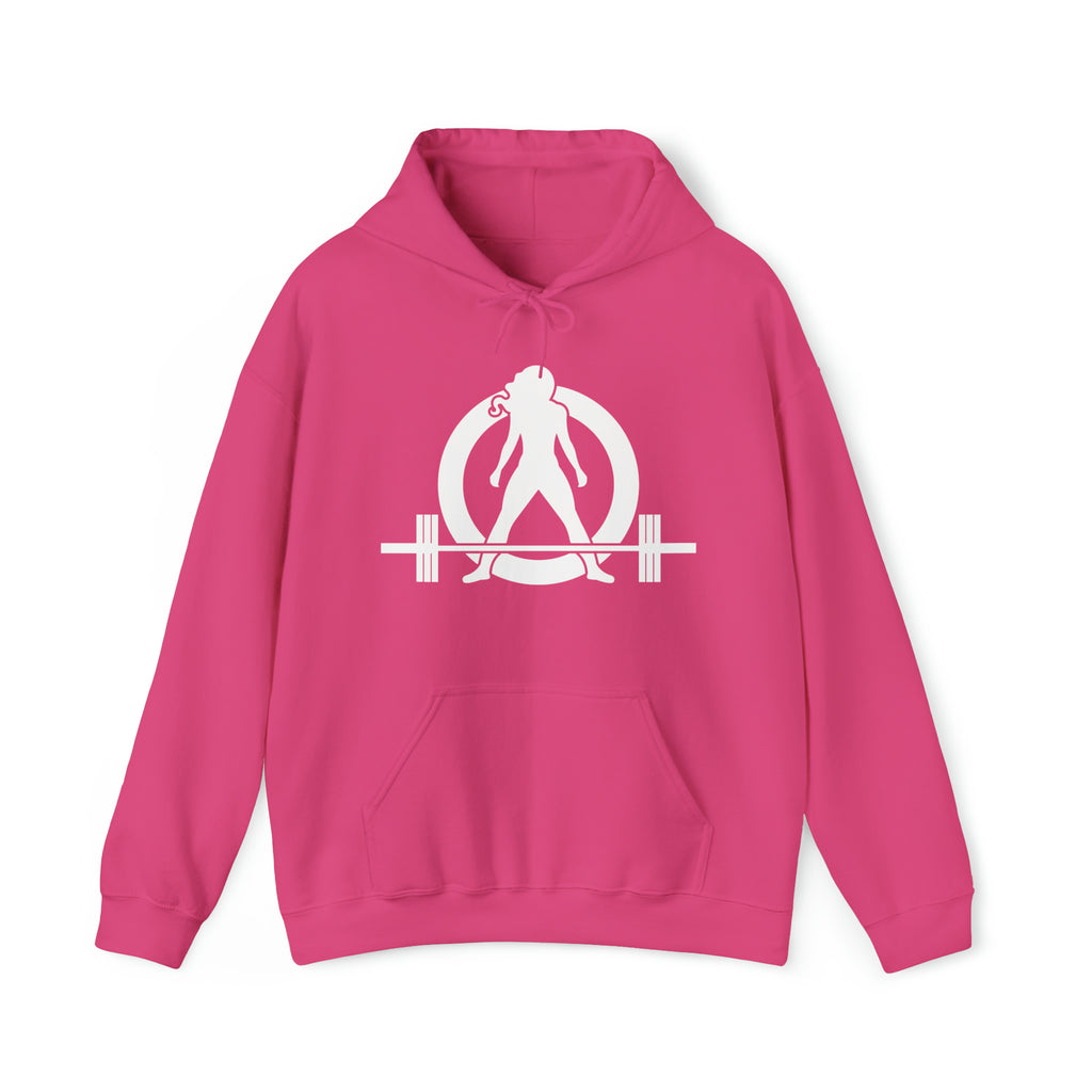 I Could Squat You - Classic Logo White - Unisex Heavy Blend Hooded Sweatshirt Print on Front & Back