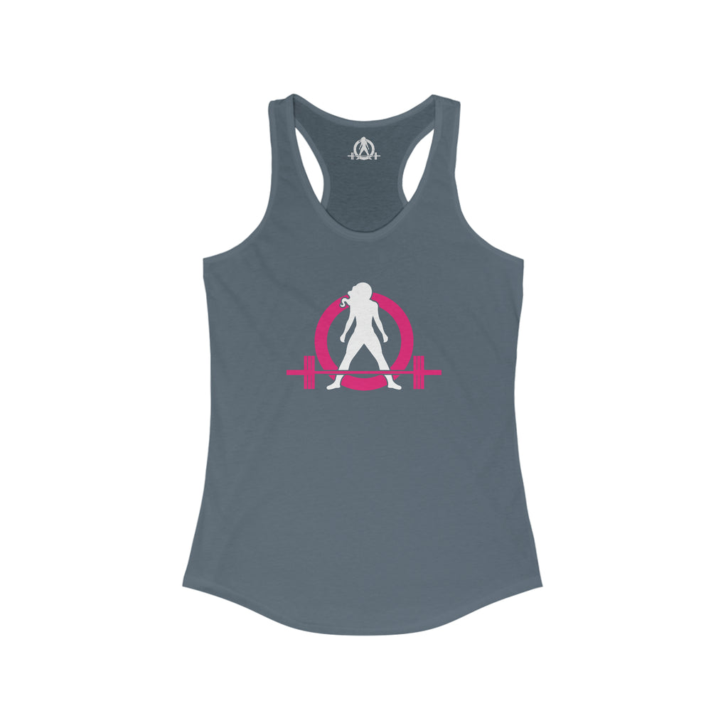 Cardio = Lift Weights Faster - Classic Color Logo - Ideal Racerback Tank - Front & Back Print