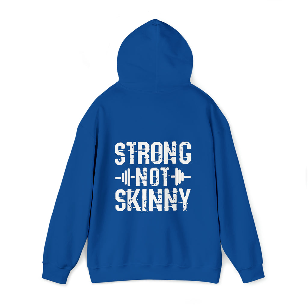 Strong Not Skinny - White Distressed Logo - Unisex Heavy Blend Hooded Sweatshirt