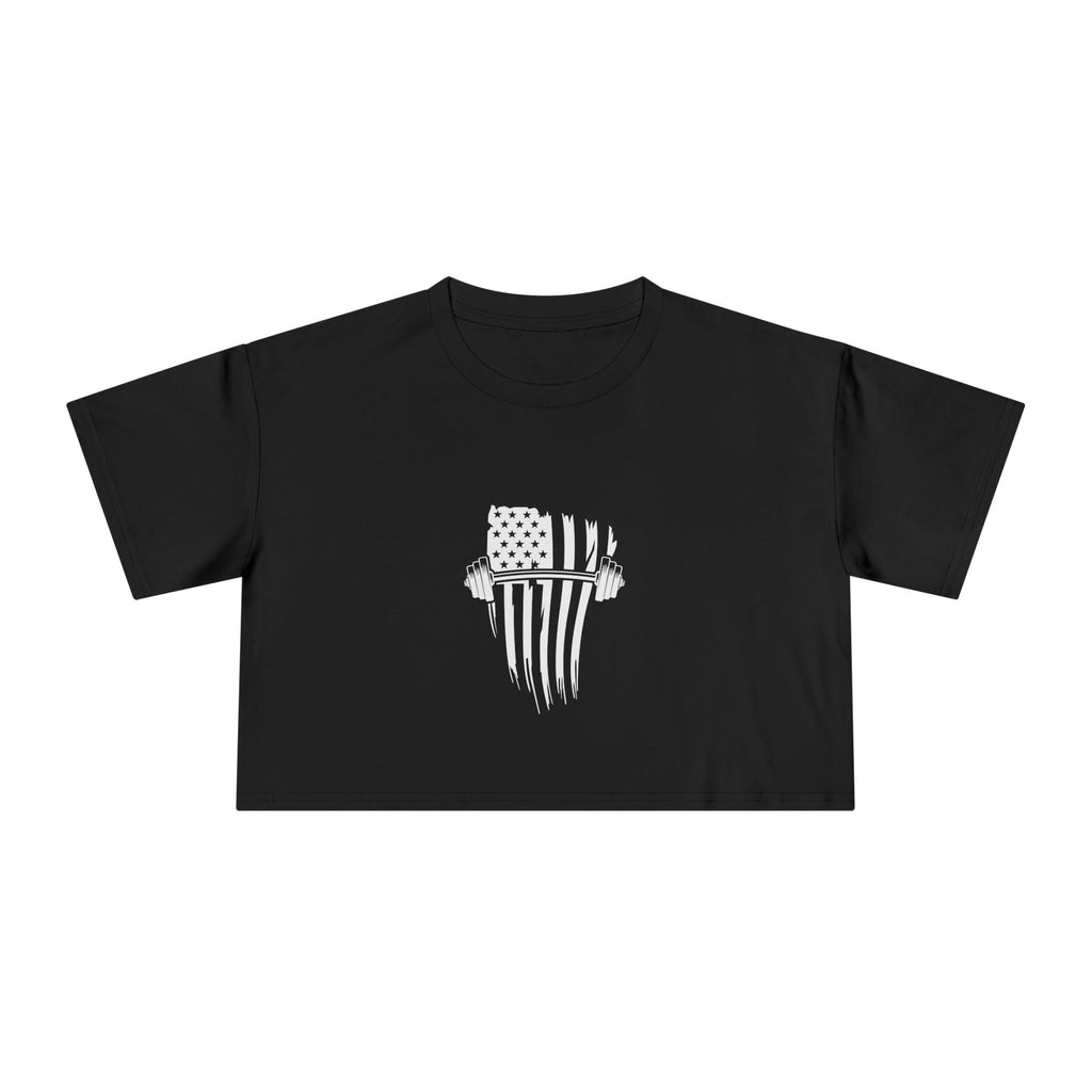 USA Barbell - Women's Crop Tee - White Front Logo