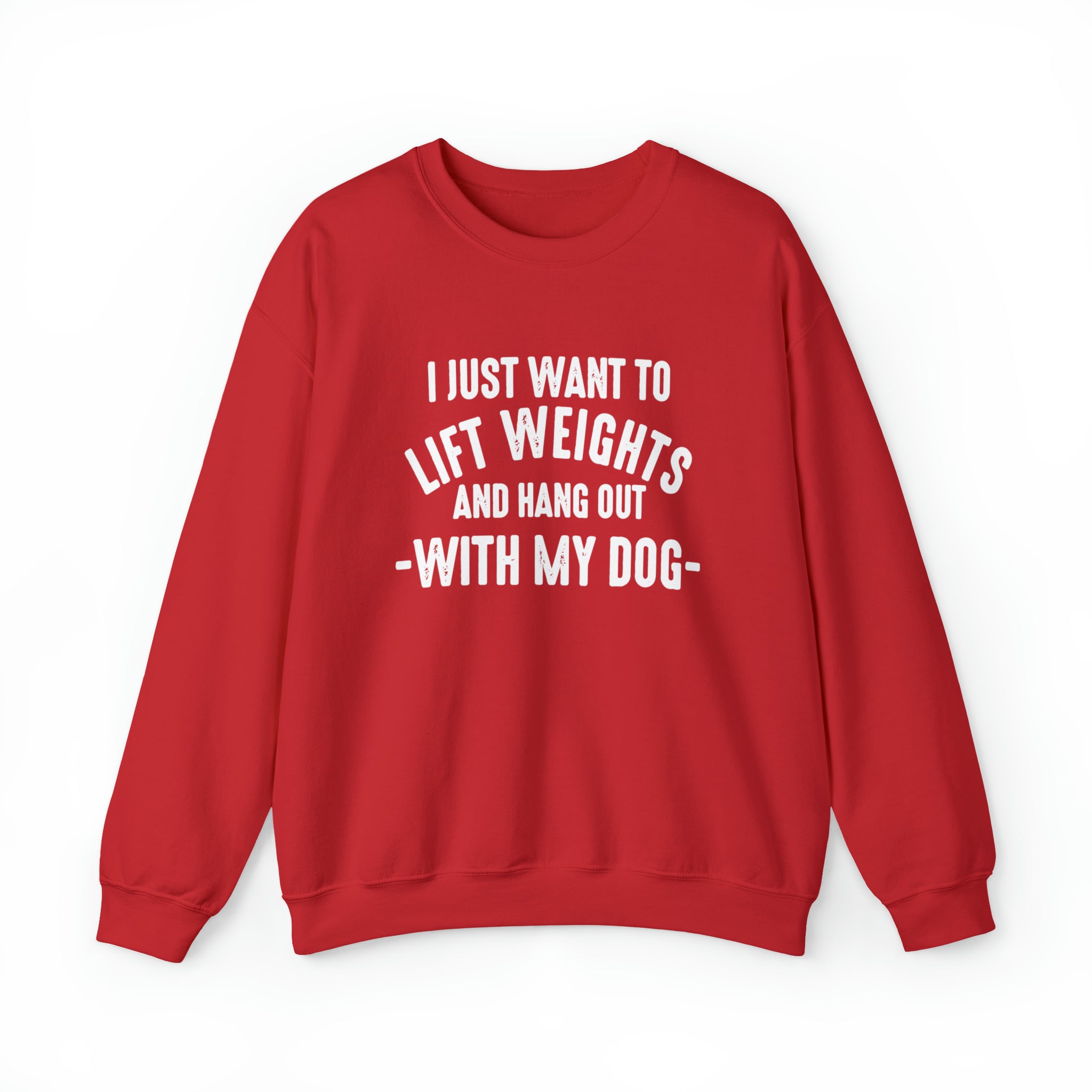 Lift Weights & Hang Out With My Dog - Unisex Heavy Blend™ Crewneck Sweatshirt - Light Logo