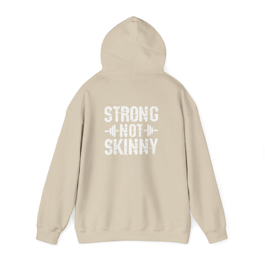 Strong Not Skinny - Unisex Heavy Blend Hooded Sweatshirt - White Distressed Logo