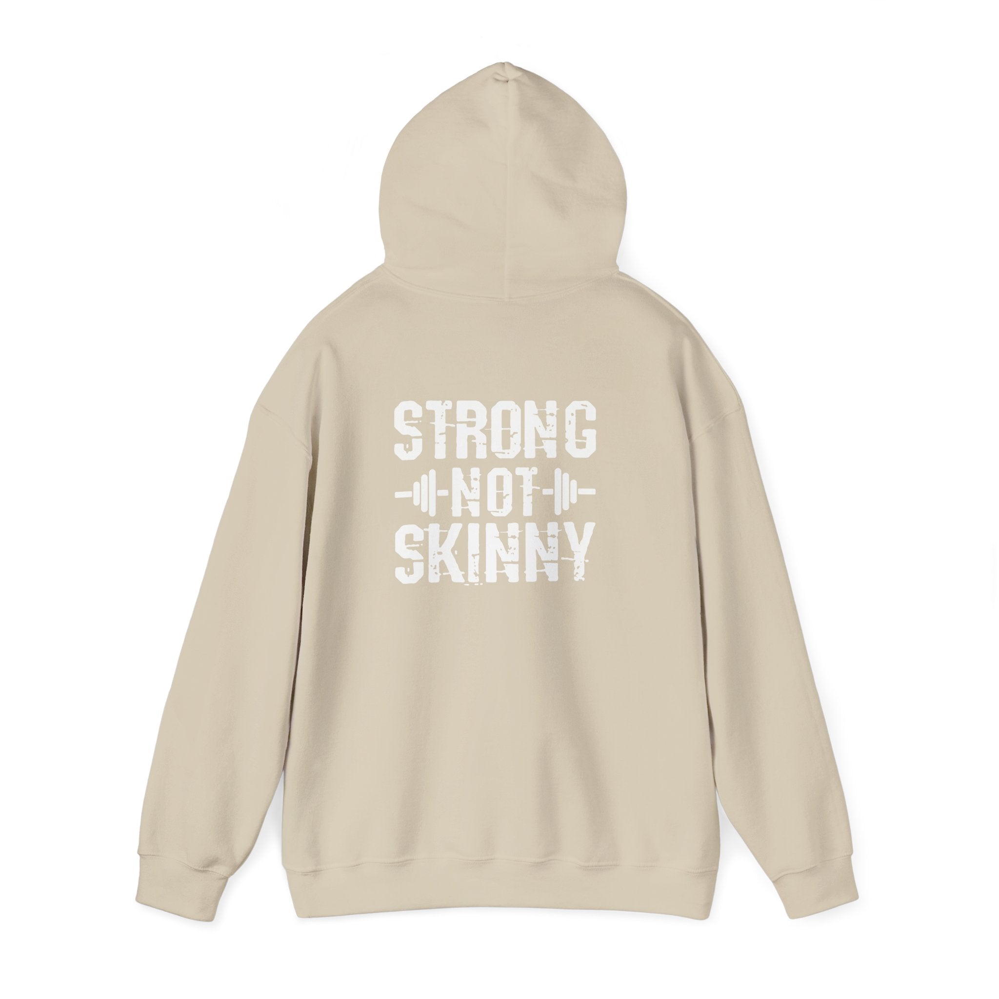 Strong Not Skinny - Unisex Heavy Blend Hooded Sweatshirt - White Distressed Logo