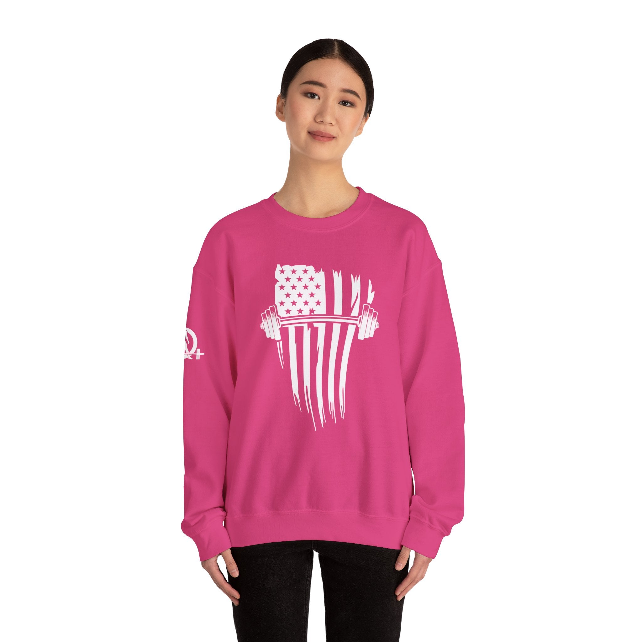 USA Barbell - Unisex Heavy Blend™ Crewneck Sweatshirt - White Logo