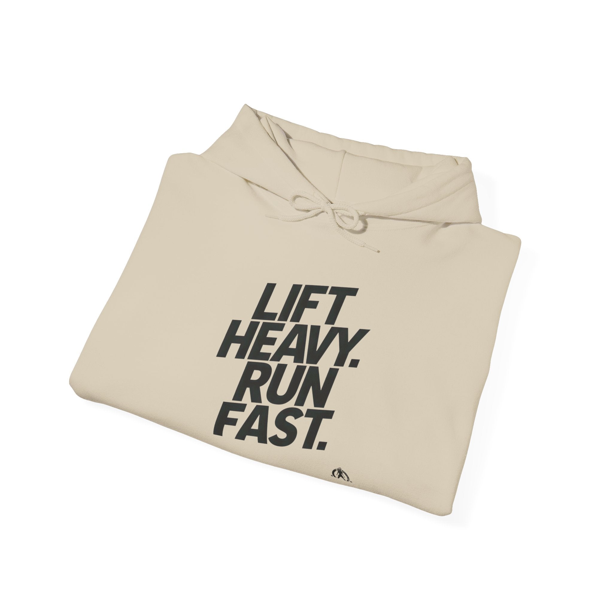 Lift Heavy Run Fast – Unisex Heavy Blend™ Hooded Sweatshirt (Front Black Logo) 🏋️‍♂️🏃‍♀️🖤
