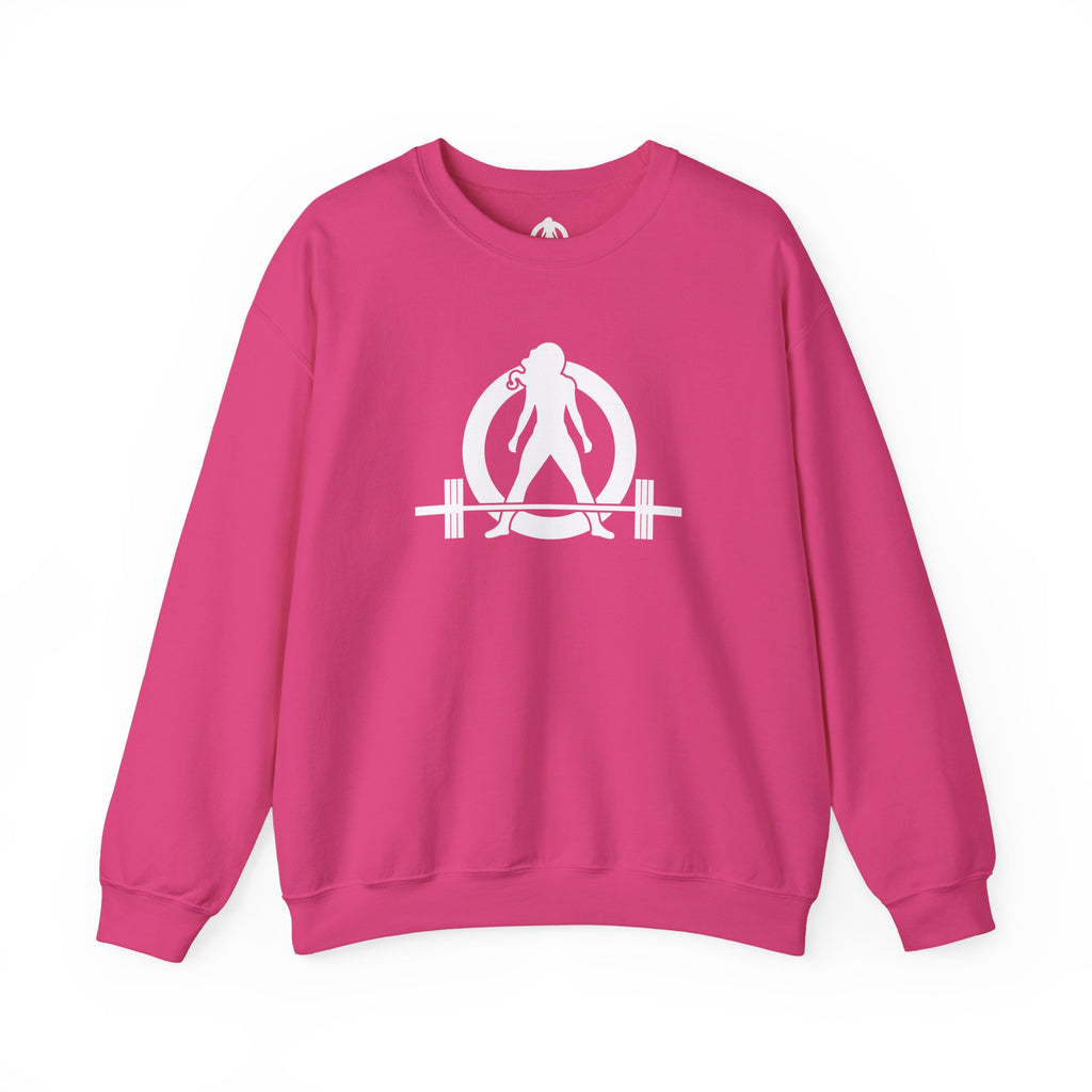 Workout To Burn Off The Crazy - Unisex Heavy Blend™ Crewneck Sweatshirt - Front White Logo - Front & Back Print