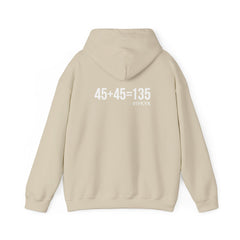 45 + 45 = 135  - Unisex Heavy Blend Hooded Sweatshirt  - White Logo Front & Back