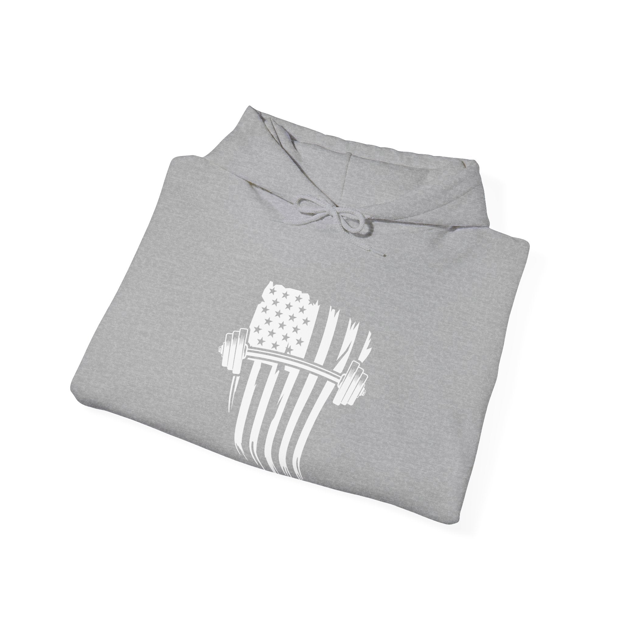 USA Barbell - Unisex Heavy Blend Hooded Sweatshirt  - Front White Logo