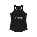 45 + 45 = 135 - Women's Ideal Racerback Tank - White Print Front & Back