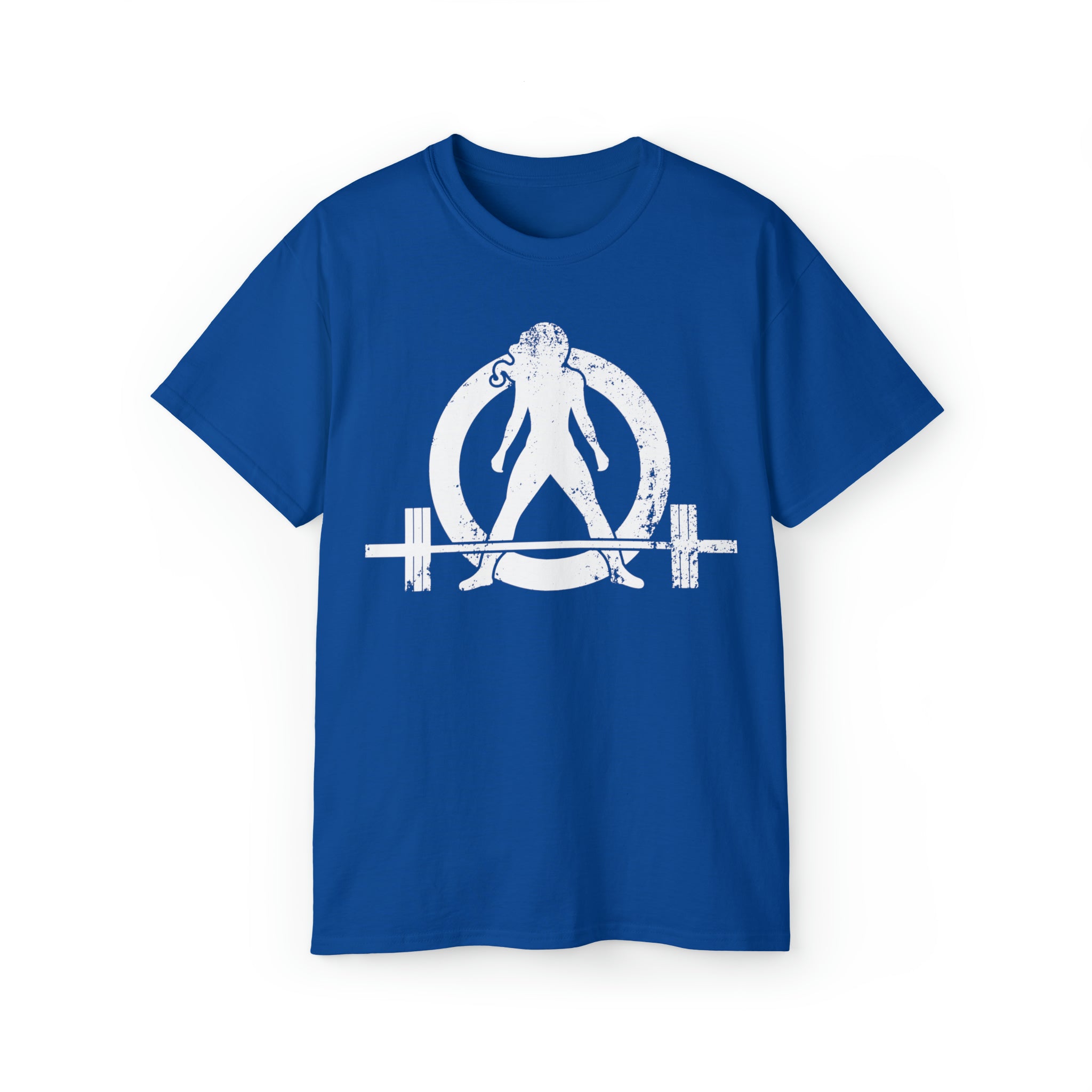 Unisex Ultra Cotton Tee - Distressed White Logo - Plain Back