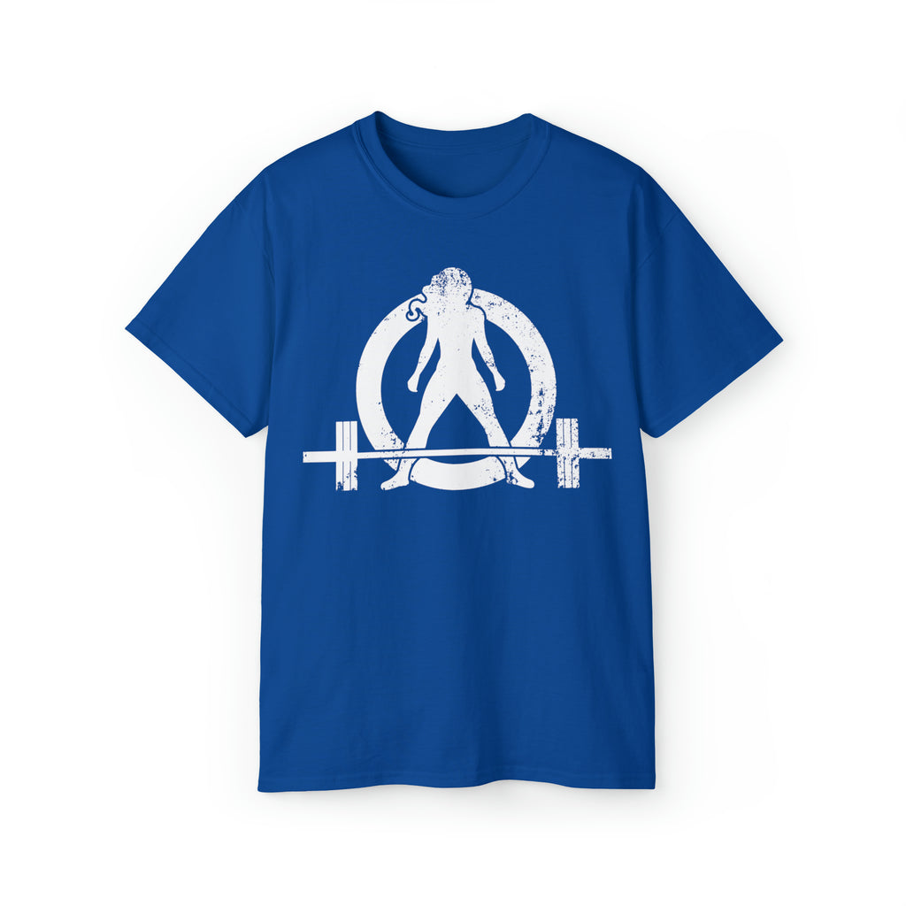 Unisex Ultra Cotton Tee - Distressed White Logo - Plain Back