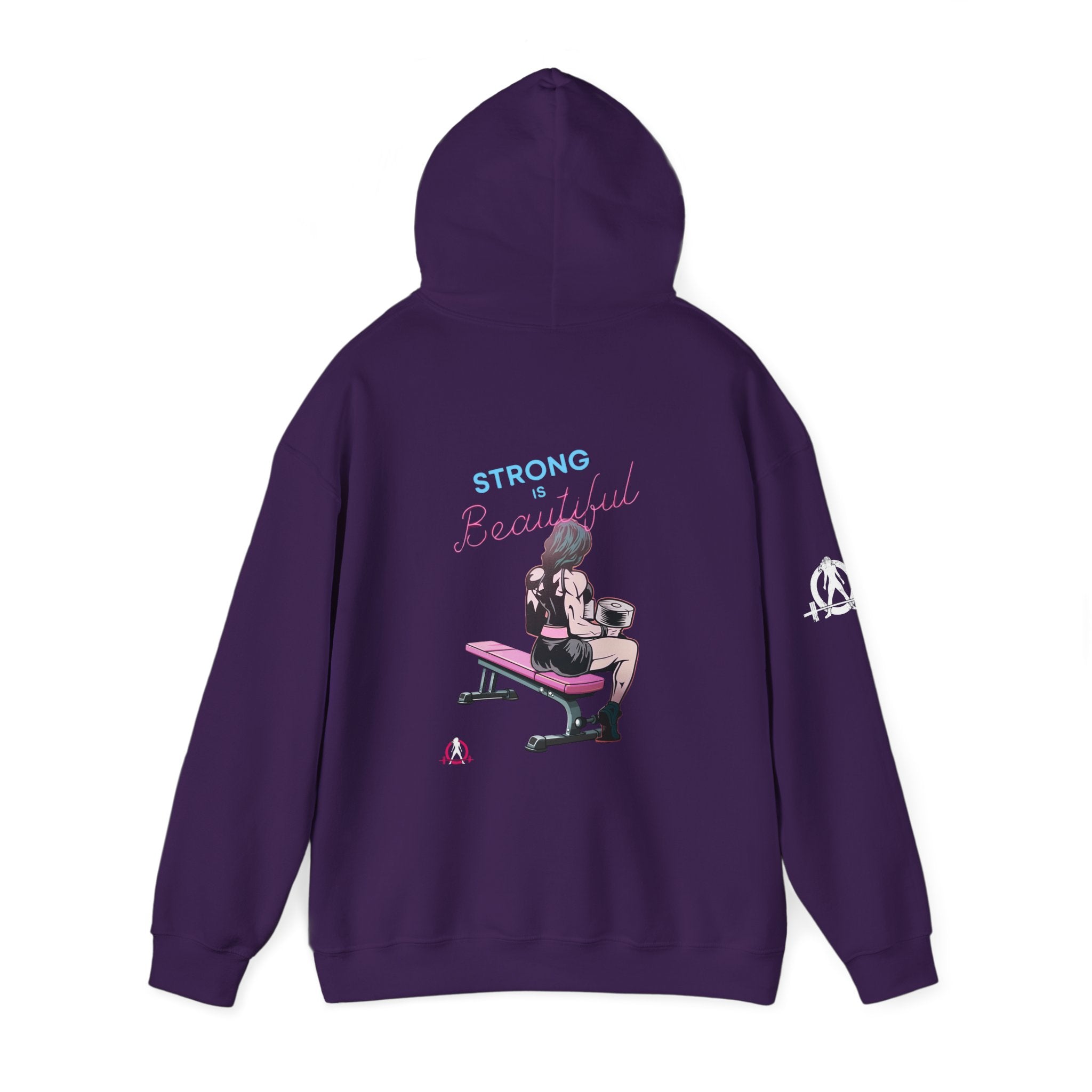Strong Her Cartoon - Unisex Heavy Blend Hooded Sweatshirt - Logo on Back & Right Sleeve