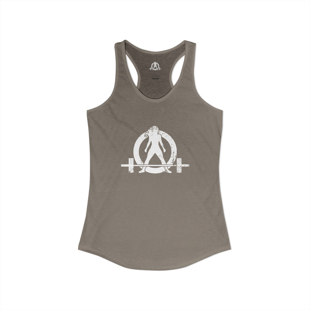 I Could Squat You - Women's Ideal Racerback Tank - White Logo Front & Back
