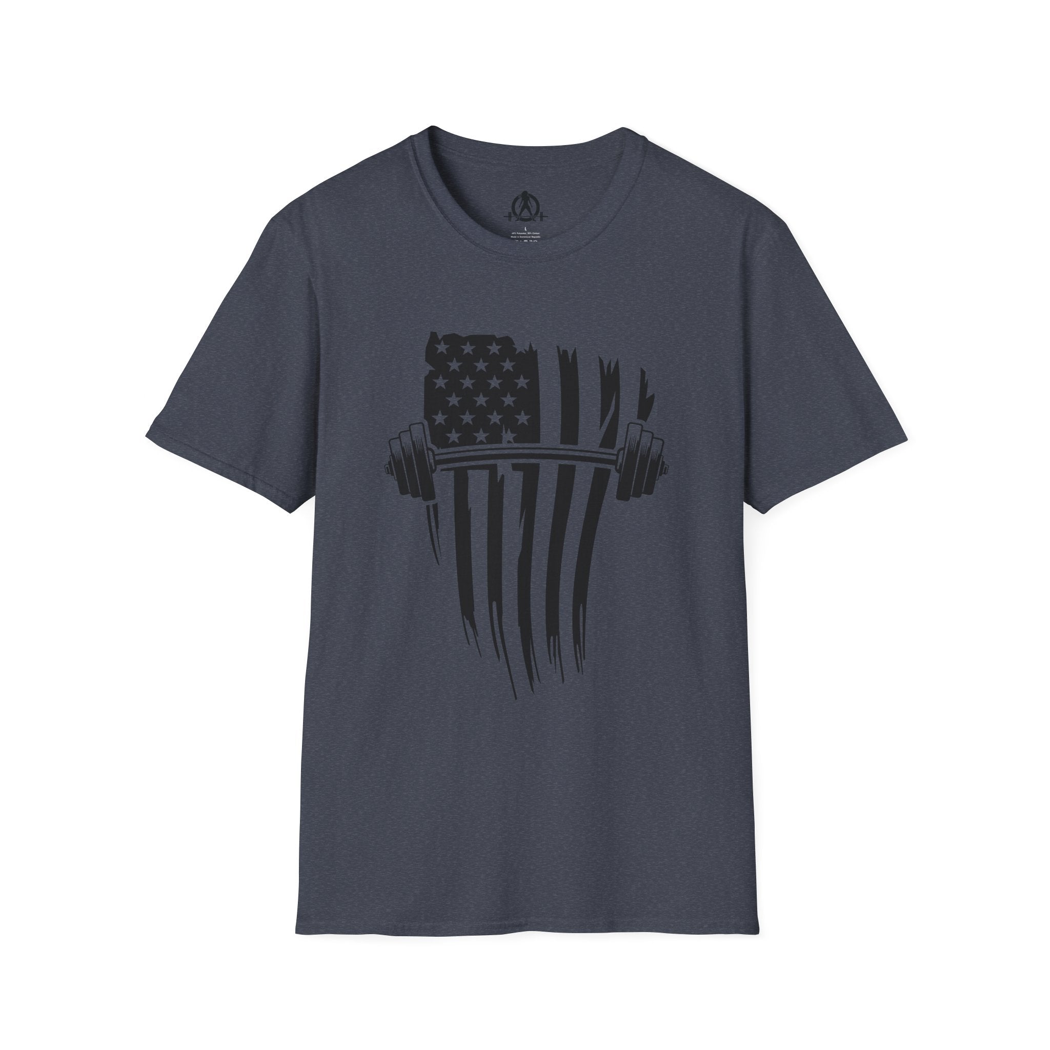 USA Barbell  - Unisex Softstyle T-Shirt - Black Logo - Plain Back