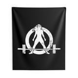 Indoor Wall Tapestries - Black - White Distressed Logo