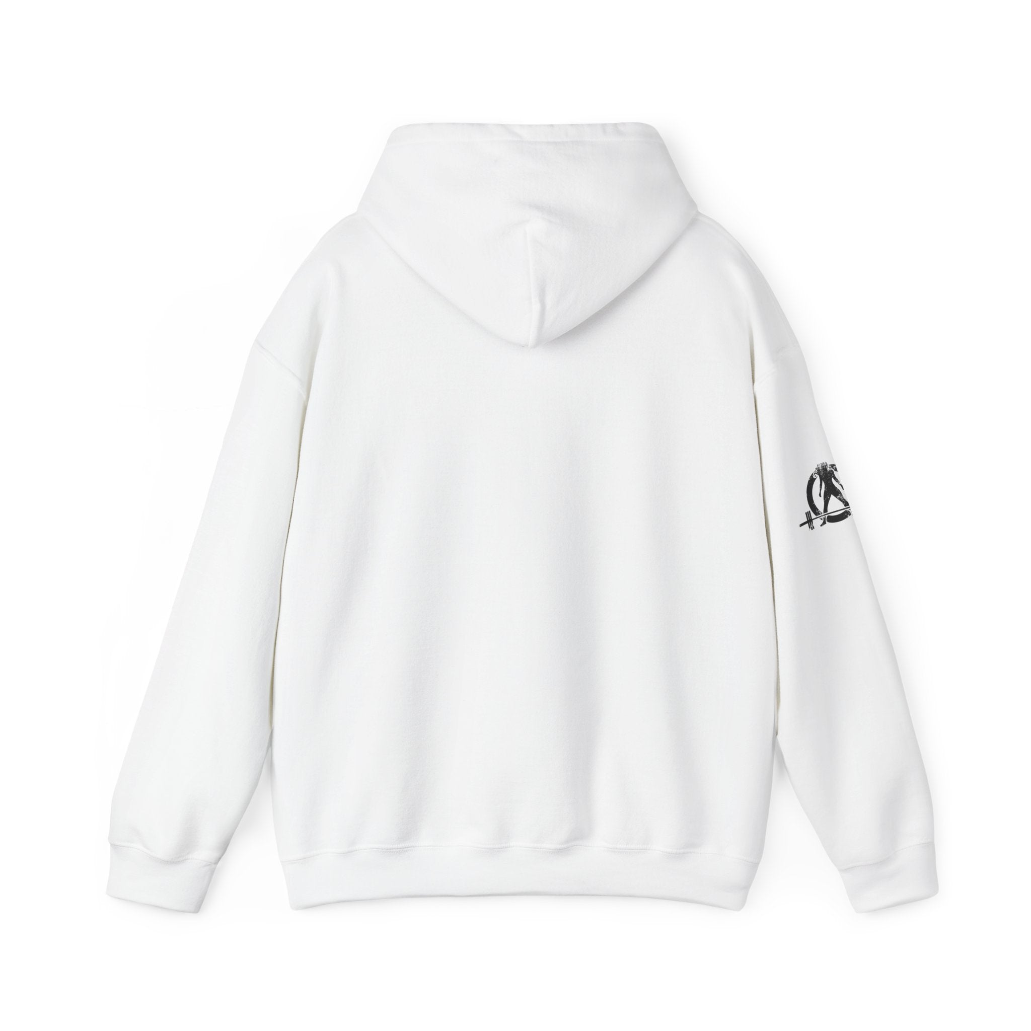 Lift Heavy Swing Fast - Unisex Heavy Blend Hooded Sweatshirt - Black Logo - Right Shoulder - Plain Back