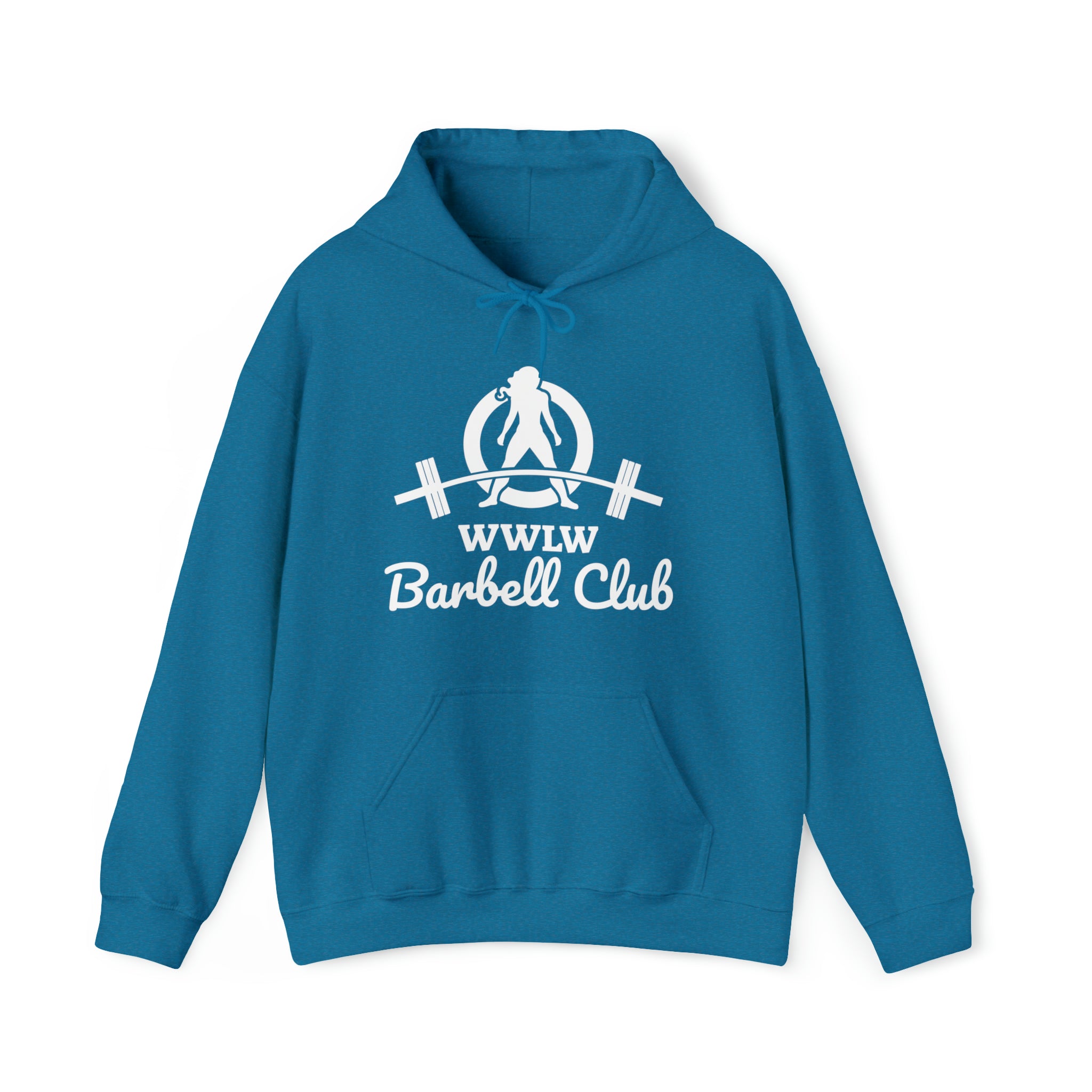 Barbell Club Classic Logo White - Unisex Heavy Blend Hooded Sweatshirt (BEST SELLER)