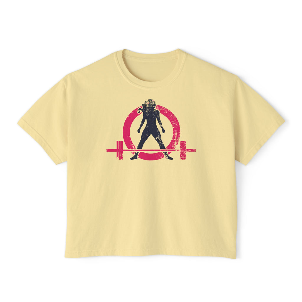 Women's Boxy Tee - Color Distressed Logo Front Plain Back