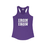 Iron Sharpens Iron - Women's Ideal Racerback Tank - White Font - Print on Front - Plain Back