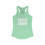 Iron Sharpens Iron - Women's Ideal Racerback Tank - White Font - Print on Front - Plain Back