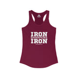 Iron Sharpens Iron - Women's Ideal Racerback Tank - White Font - Print on Front - Plain Back