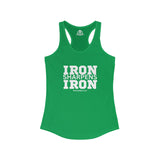 Iron Sharpens Iron - Women's Ideal Racerback Tank - White Font - Print on Front - Plain Back