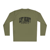 Lift Heavy Shit - Unisex Lightweight Long Sleeve Tee - Black Logo Plain Back