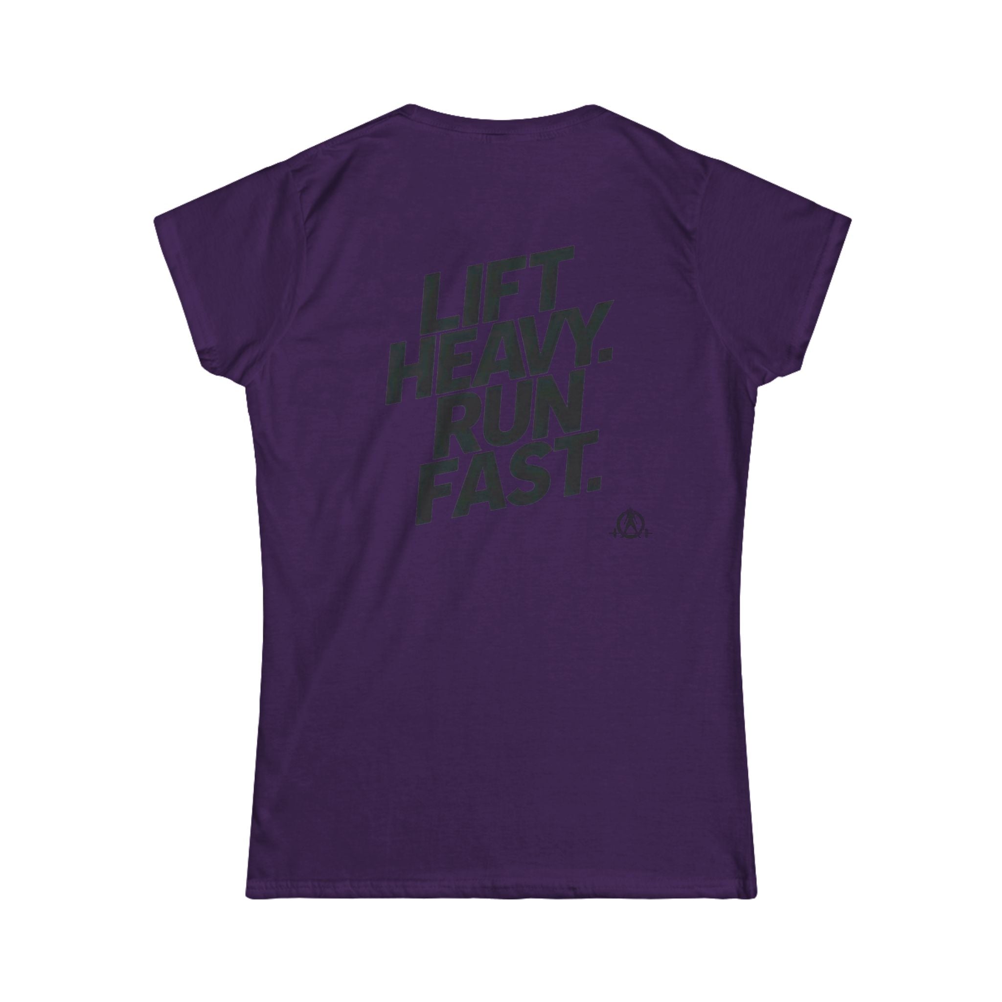 Lift Heavy Run Fast - Women's Softstyle Tee - Black Front & Back Logo