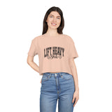 Lift Heavy Shit - Women's Crop Tee -  Front Black Logo