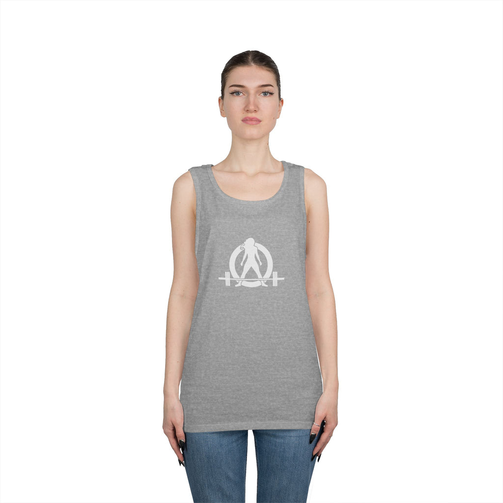 Unisex Heavy Cotton Tank Top -  White Logo - Kick Your Ass