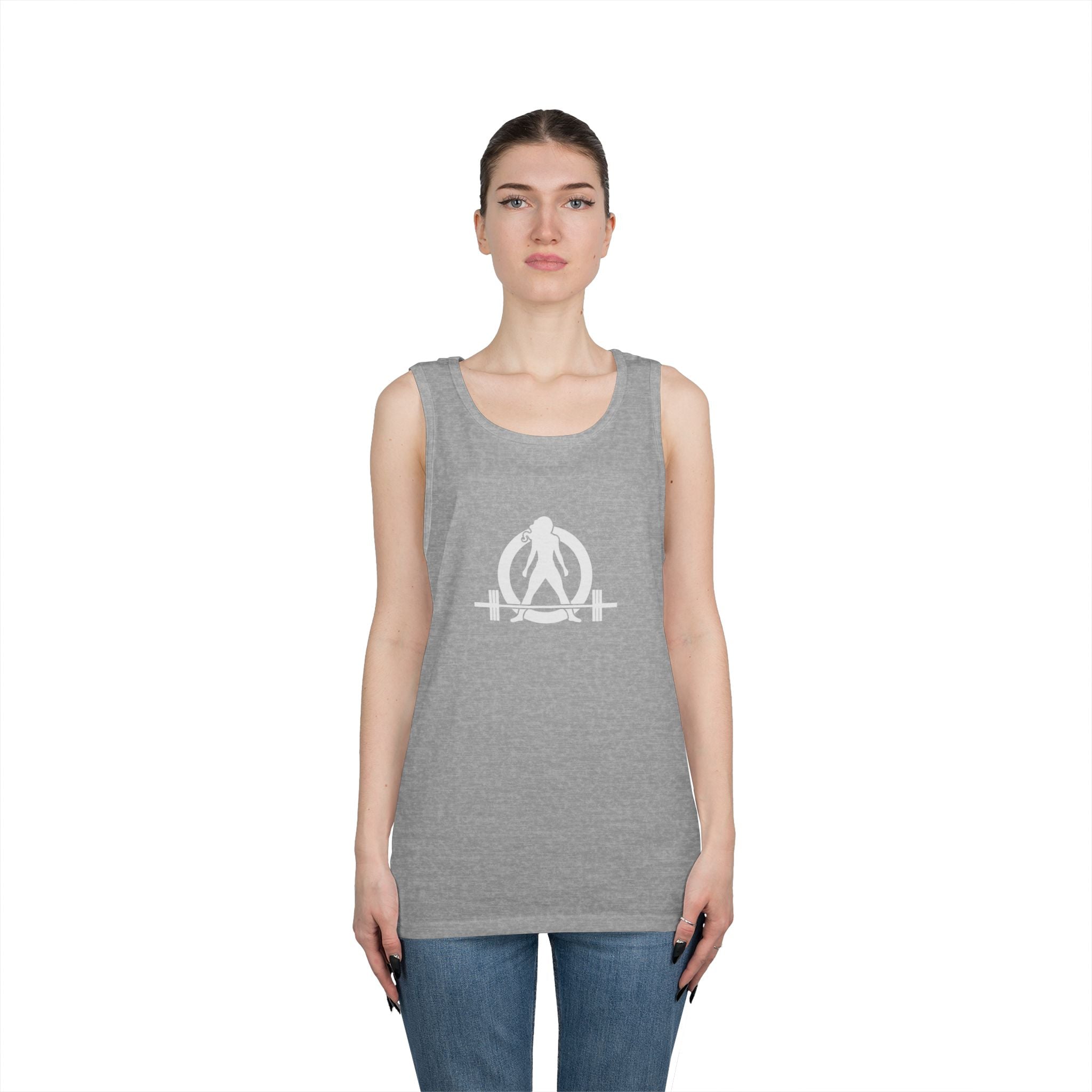 Unisex Heavy Cotton Tank Top -  White Logo - Kick Your Ass