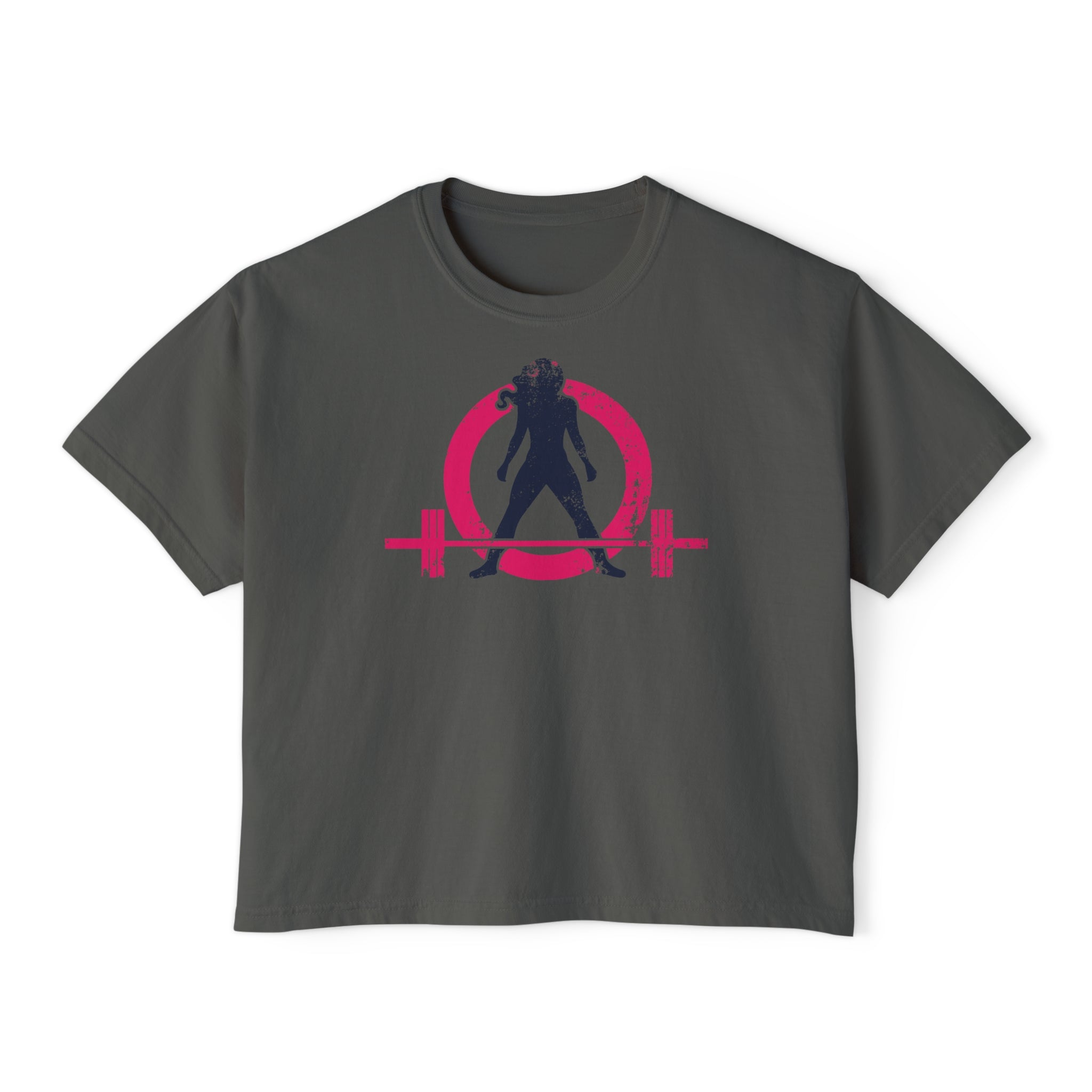 Women's Boxy Tee - Color Distressed Logo Front Plain Back