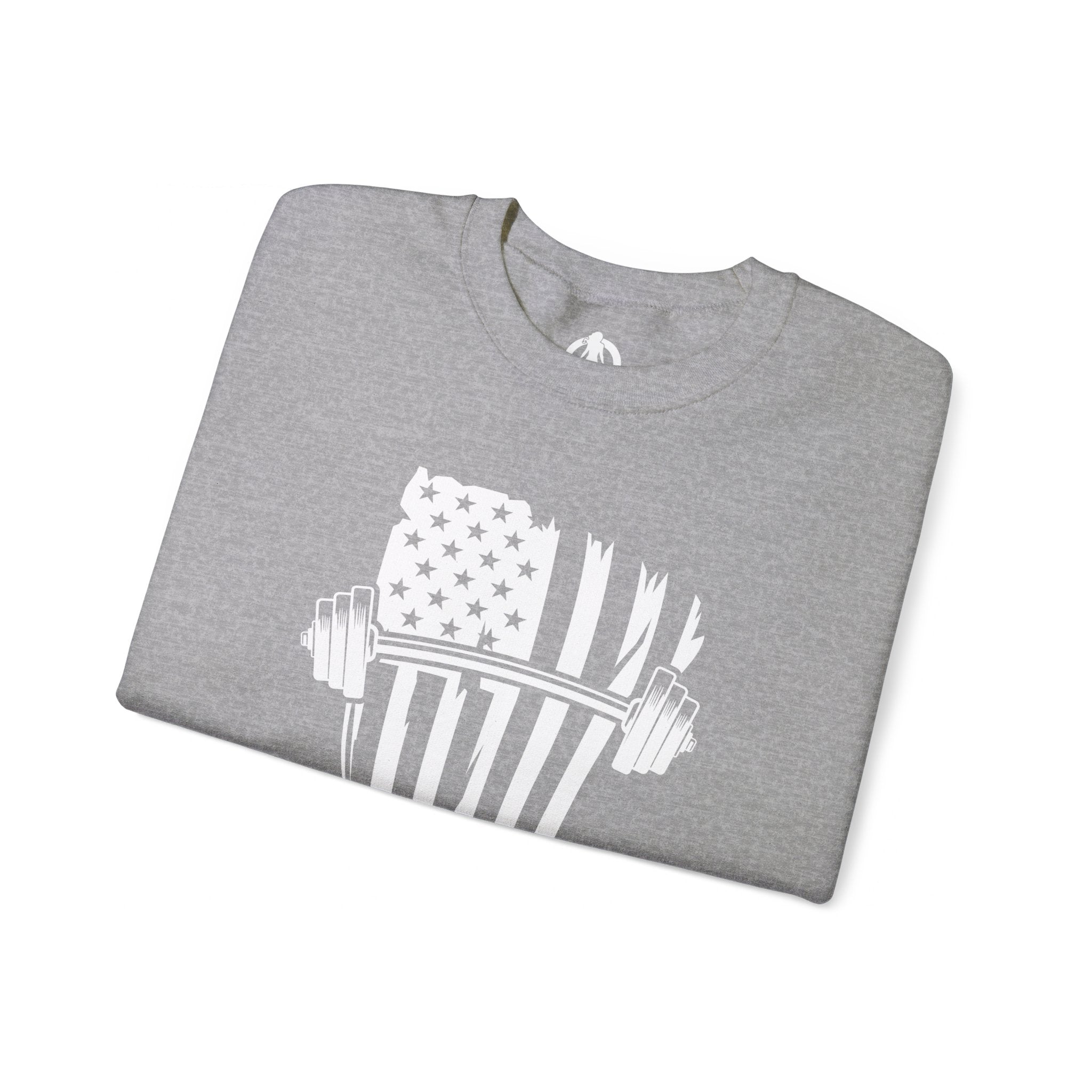 USA Barbell - Unisex Heavy Blend™ Crewneck Sweatshirt - White Logo