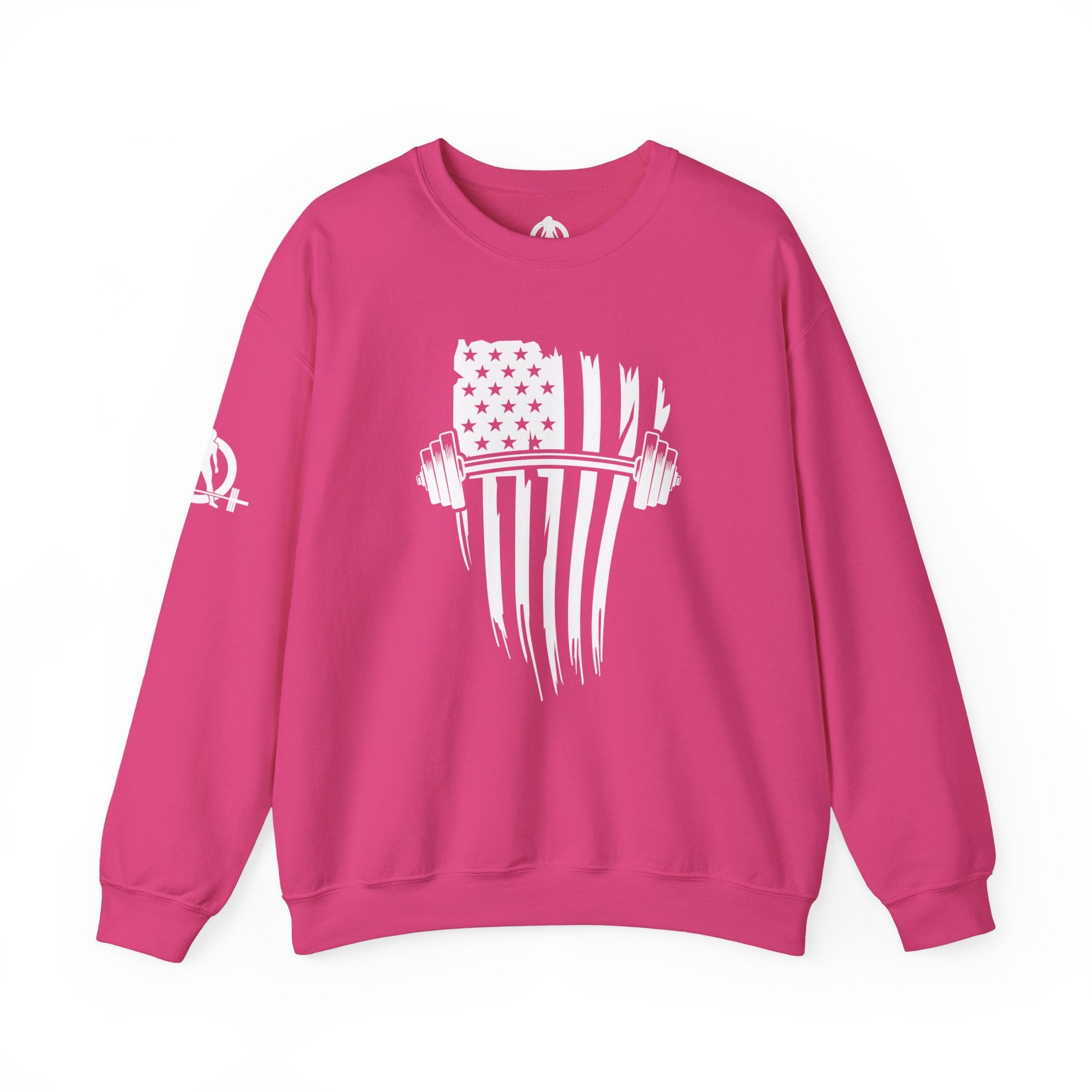 USA Barbell - Unisex Heavy Blend™ Crewneck Sweatshirt - White Logo
