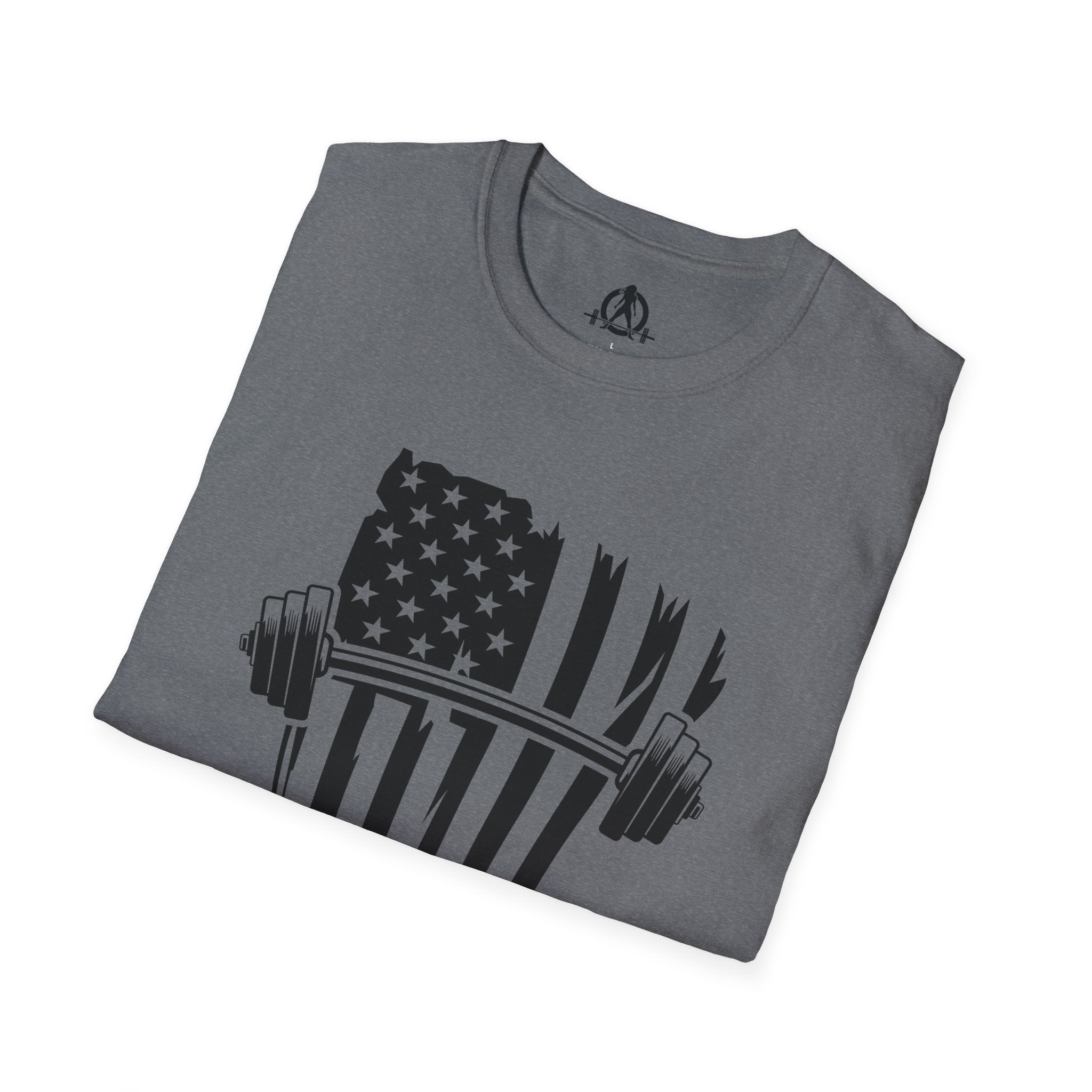 USA Barbell  - Unisex Softstyle T-Shirt - Black Logo - Plain Back