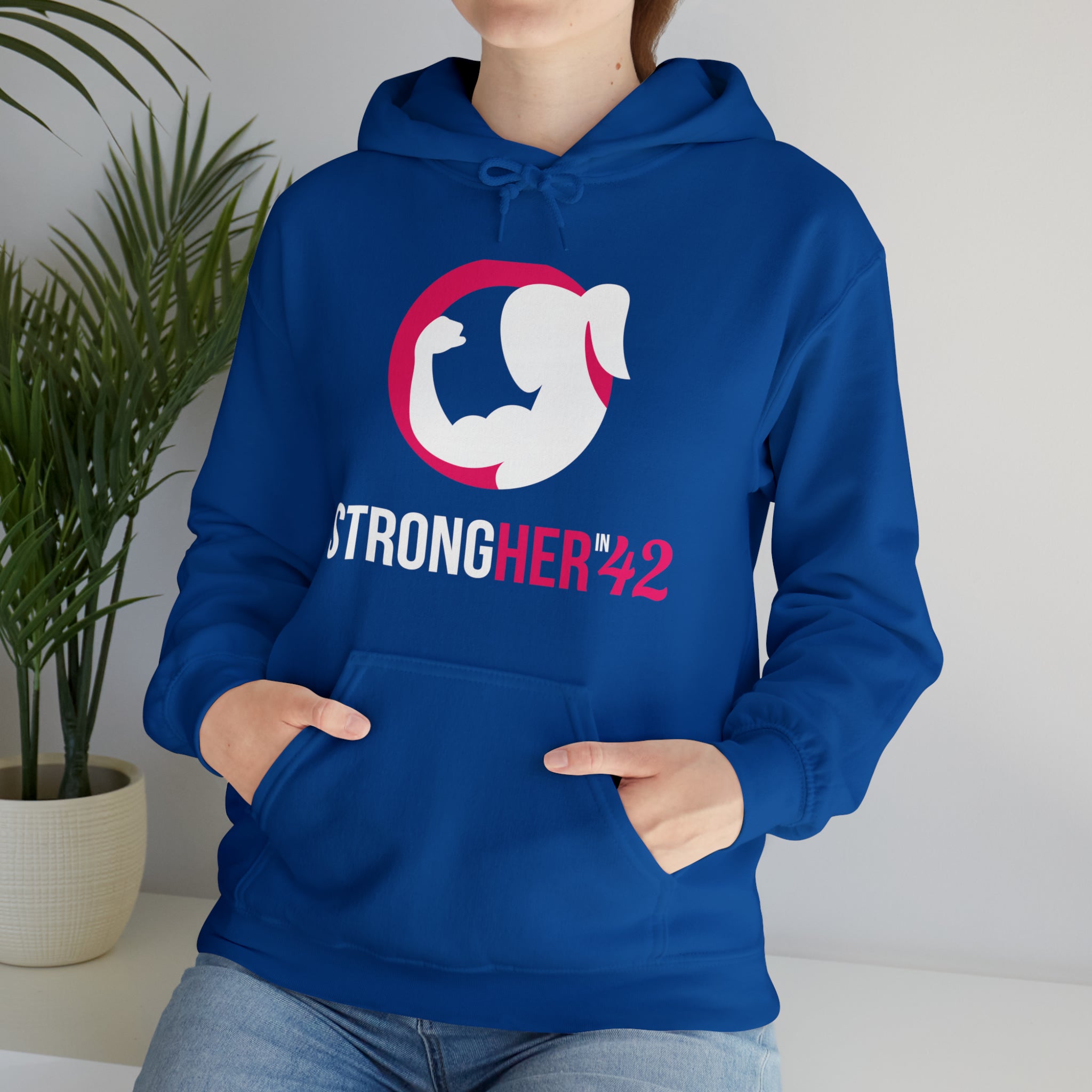 Strong Her in 42 - Classic Color Logo - Unisex Heavy Blend Hooded Sweatshirt